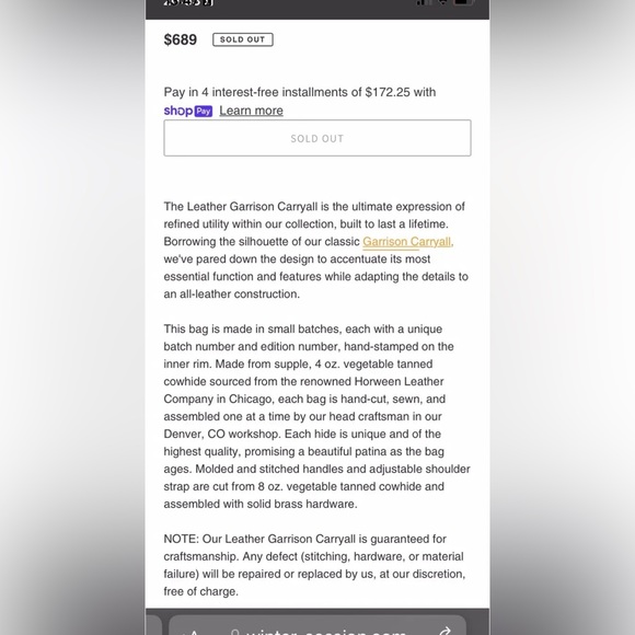 NWOT Winter Session Limited Edition Leather Garrison Caryall - Picture 11 of 11